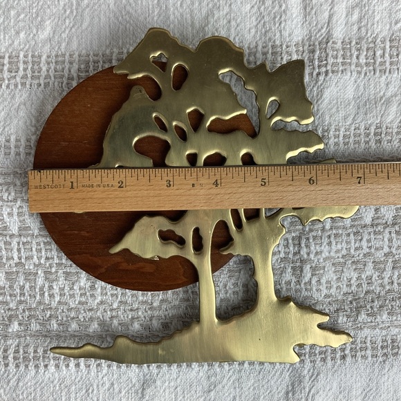 Solid Brass Bonsai Tree of Life and Wood Full Moon Wall Art - Picture 8 of 9